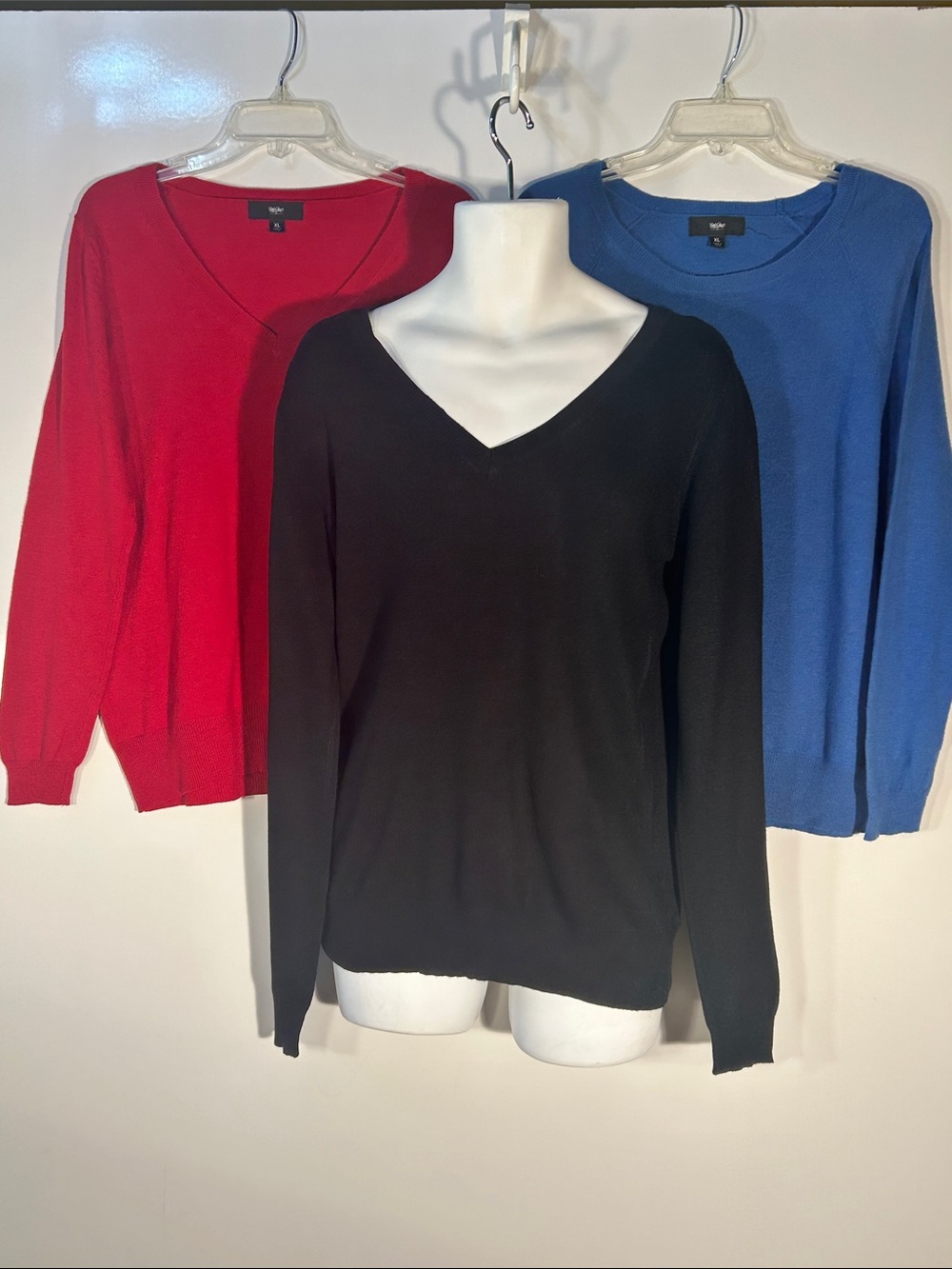 Mossimo 3pc. Black Red Blue Modal Blend Sweaters Preppy Closet Staple Academia